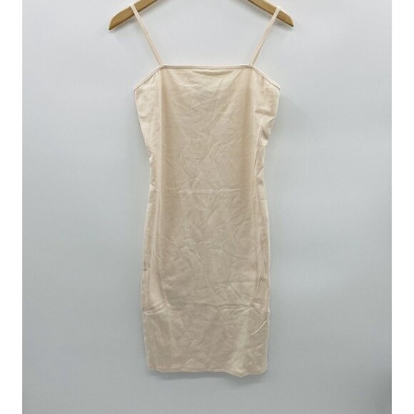 TOPSHOP Womens Size 6 Strappy Cami Tunic Dress Nude Cotton Basic Layer $25 1759 - Picture 2 of 8
